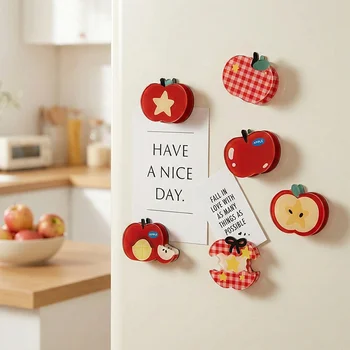 Cute Cartoon Apple DIY Customizable Acrylic Clip Fridge Magnet Multi-functional Home Decor...