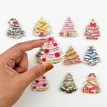 Cute Christmas Tree Cartoon DIY Customizable Acrylic Christmas Fridge Magnet Festive Home...