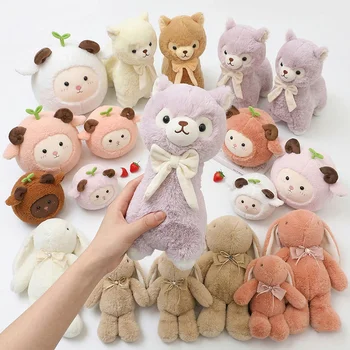 Kawaii Alpaca Plush Toy Soft Stuffed Animal Doll Custom OEM Plushie Sheep Bunny Rabbit...