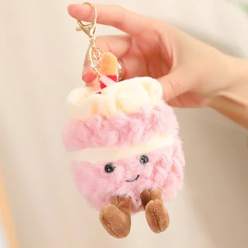Custom Kawaii Birthday Cake Plush Keychain Toy Fluffy Plush Doll Pendant Mini Plush Toy...