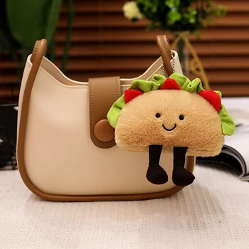 Custom Cute Taco Plush Keychain Toy Kawaii Stuffed Food Charm Mini Doll Pendant Bag...