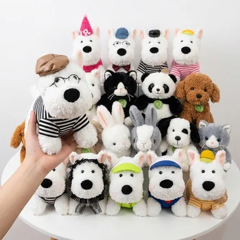 Custom Kawaii White Dog Costume Plush Keychain Toy Fluffy Plush Doll Pendant Mini Plush Toy...
