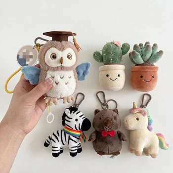 Custom Cute Plush Keychain Toy Kawaii Owl Cactus Unicorn Bear Zebra Mini Doll Pendant Bag...