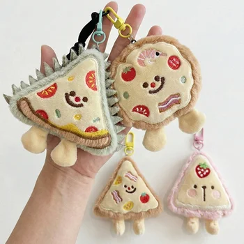 Custom Kawaii Food Pizza Cake Plush Keychain Toy Fluffy Plush Doll Pendant Mini Plush Toy...