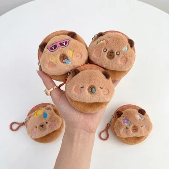 Custom Logo Cute Capybara Plush Coin Purse Kawaii Bag Charm Mini Zipper Closure...