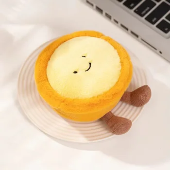 Custom Cartoon Cute Kawaii Dessert Egg Tart Melon Plush Keychain Toy Fluffy Doll Pendant...