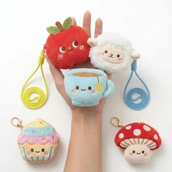 Custom Logo Cartoon Hamburger Bear Plush Coin Purse Mini Portable Keychain Bag Charm...