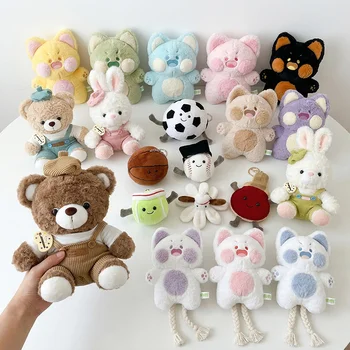 Custom Logo 10CM Sports Ball Plush Toys Painter Bear Rabbit Big Teeth Stuffed Dolls Claw...