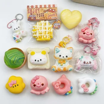 Silicone Squishy Toy Kawaii Cat Donut Toast Animal Slow Rising Stress Relief Squeeze Toys...