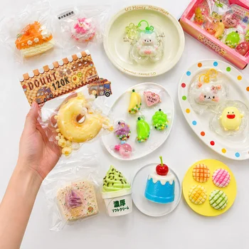 Silicone Squishy Toy Kawaii Cat Donut Ice Cream Fruit Slow Rising Stress Relief Squeeze...
