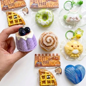 Silicone Squishy Toy Kawaii Cake Donut Blueberry Food Slow Rising Stress Relief Squeeze...