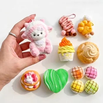 Silicone Squishy Toy Kawaii Sheep Cat Paw Cake Food Slow Rising Stress Relief Squeeze Toys...