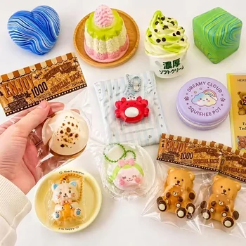 Silicone Squishy Toy Kawaii Bear Cake Fruit Ice Cream Slow Rising Stress Relief Squeeze...