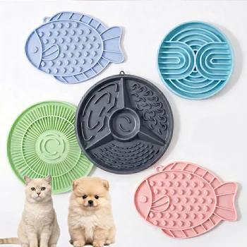 House Shape Food Grade Silicone Pet Placemat Suction Cups Lick Mat Slow Feeder Anti Slip...