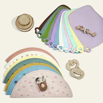 Square Silicone Kids Placemat Food Grade Waterproof Oilproof Heatproof Non-slip Washable...