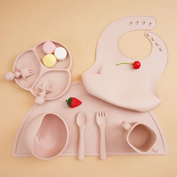 BPA Free Food Grade REACH Certified Customizable Cartoon Silicone Baby Dinnerware Set Plate...